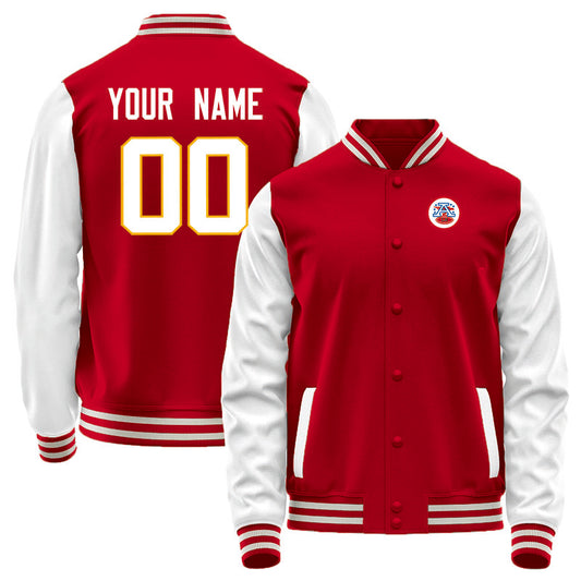 Custom KC.Chiefs Red-White Bomber Full-Snap Varsity Letterman Jacket