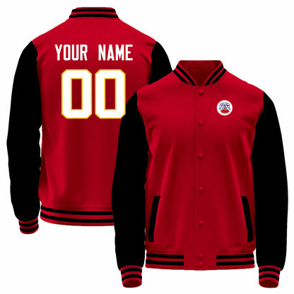 Custom KC.Chiefs Red-Black Bomber Full-Snap Varsity Letterman Jacket