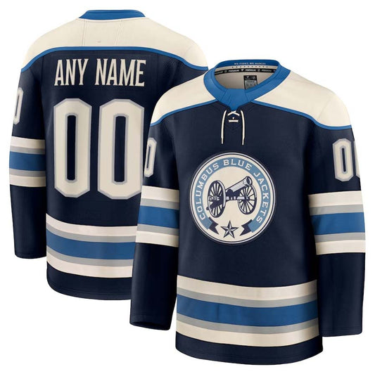 Custom C.Blue Jackets Fanatics Alternate Premium Jersey - Navy Stitched American Hockey Jerseys